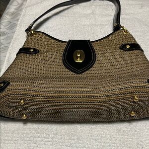 Eric Javits Black and Tan Shoulder Bag